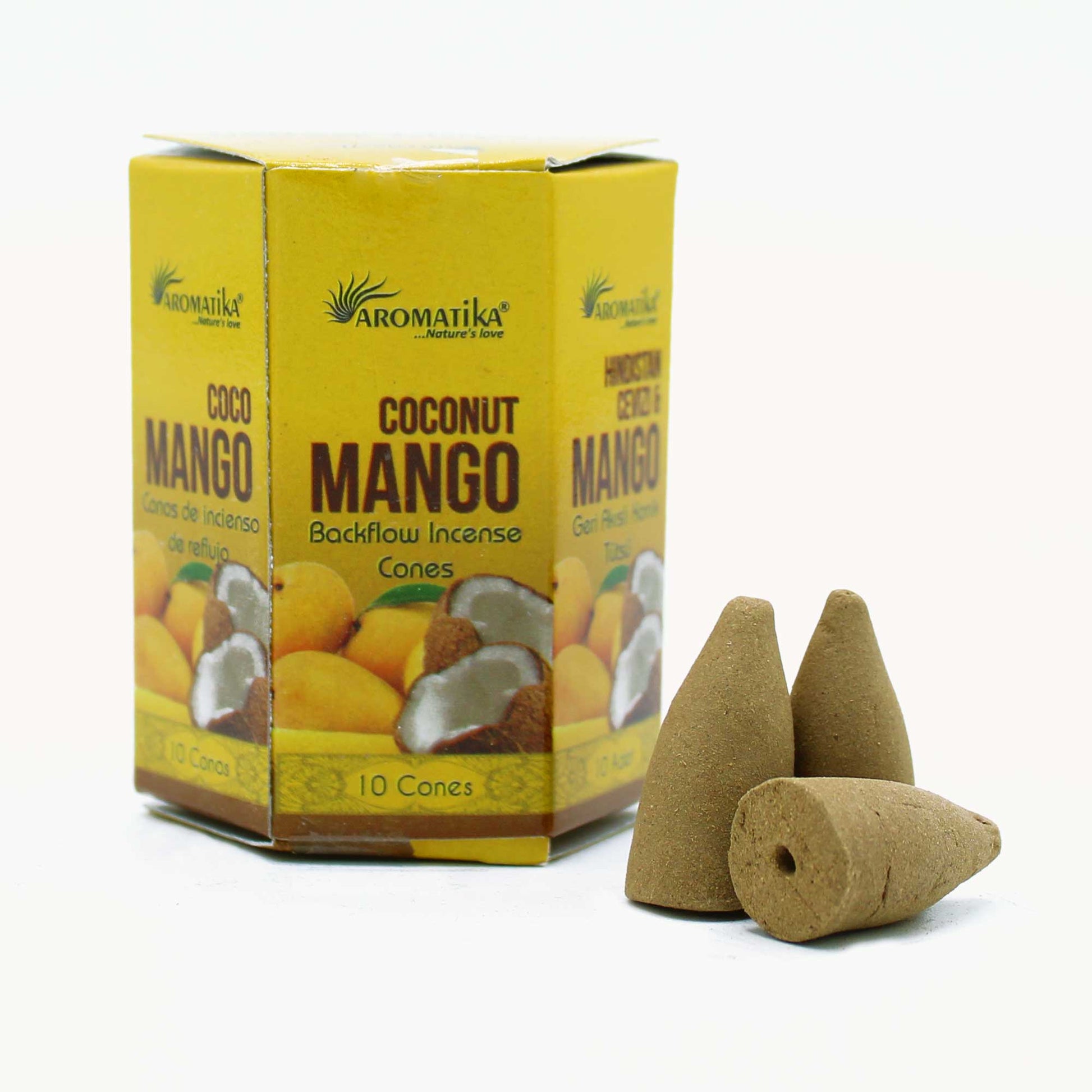 --Pack of 10 Masala Backflow Incense - Coconut & Mango-