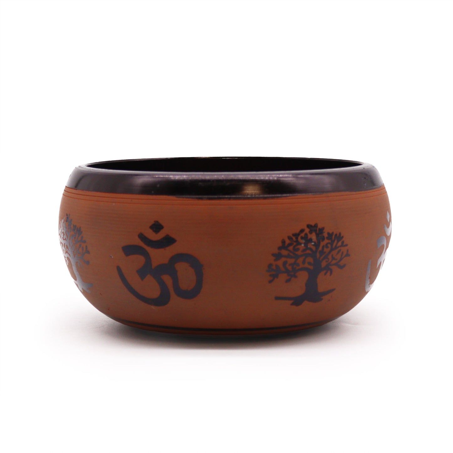 --Earth Powder Singing Bowl - Clay Om  Buddha - 16cm-