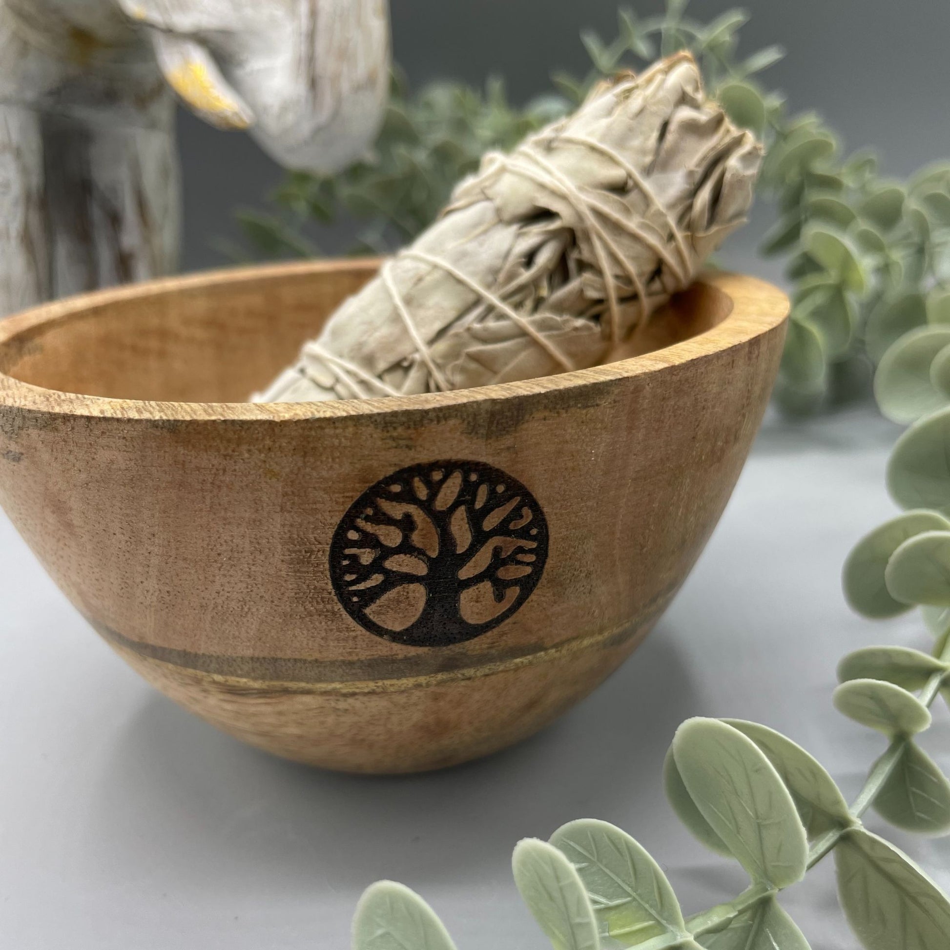 -1-Wooden Smudge and Ritual Offerings Bowl - Tree of Life - 11x7cm-1