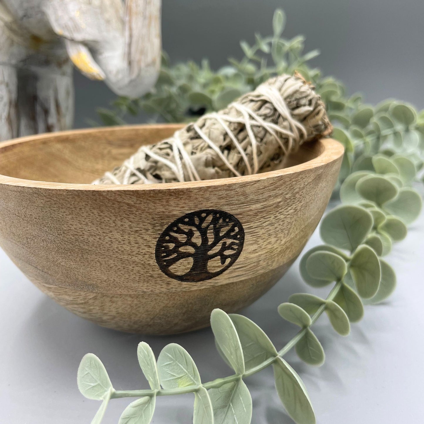 -1-Wooden Smudge and Ritual Offerings Bowl - Tree of Life - 13x7cm-1