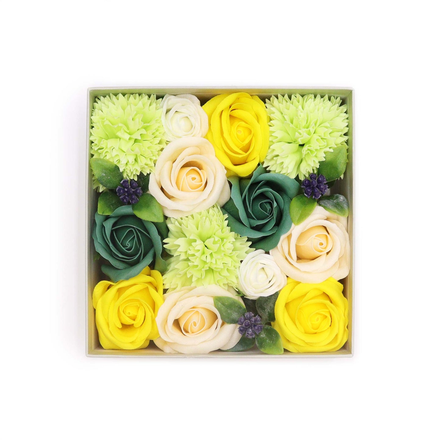 --Square Box - Spring Celibrations - Yellow & Greens-