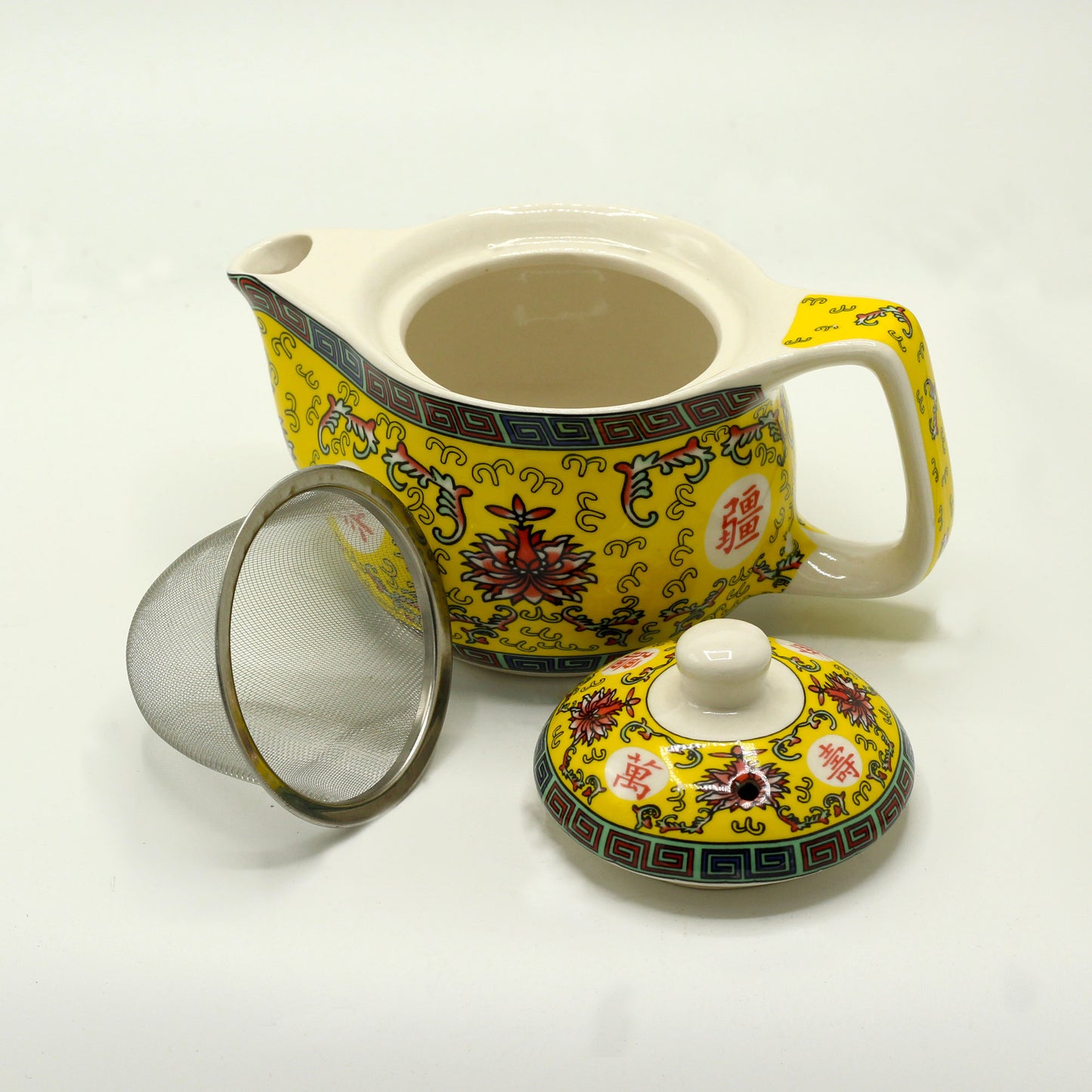 -1-Small Herbal Teapot - Long Life Oriental Design-1