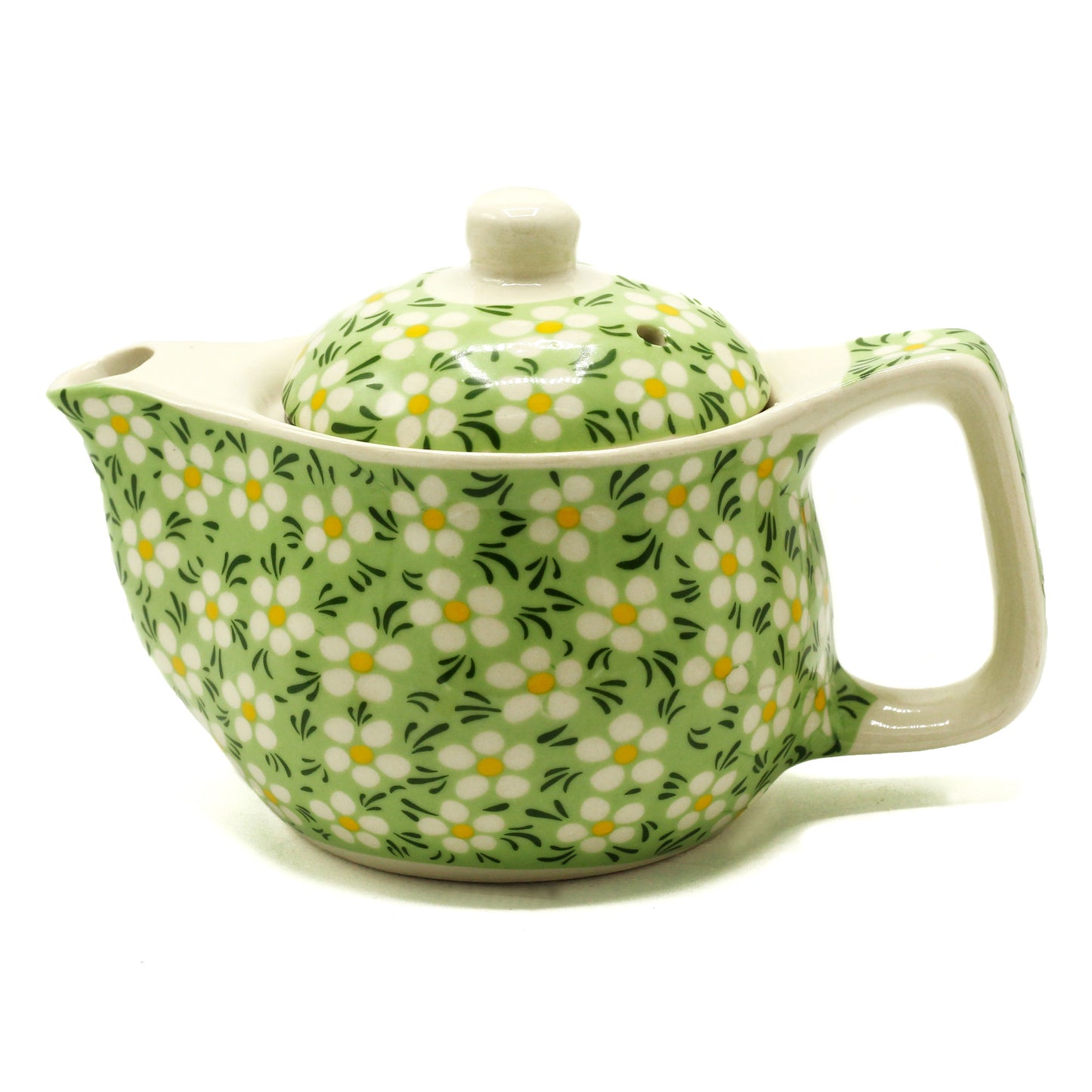 --Small Herbal Teapot - Green Daisey-