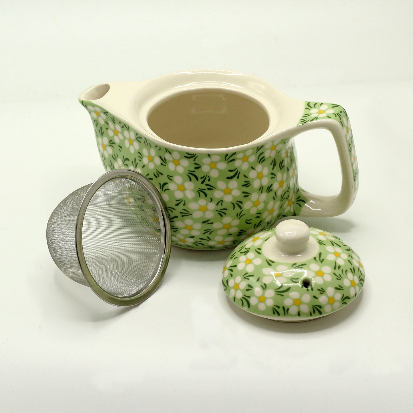 -1-Small Herbal Teapot - Green Daisey-1