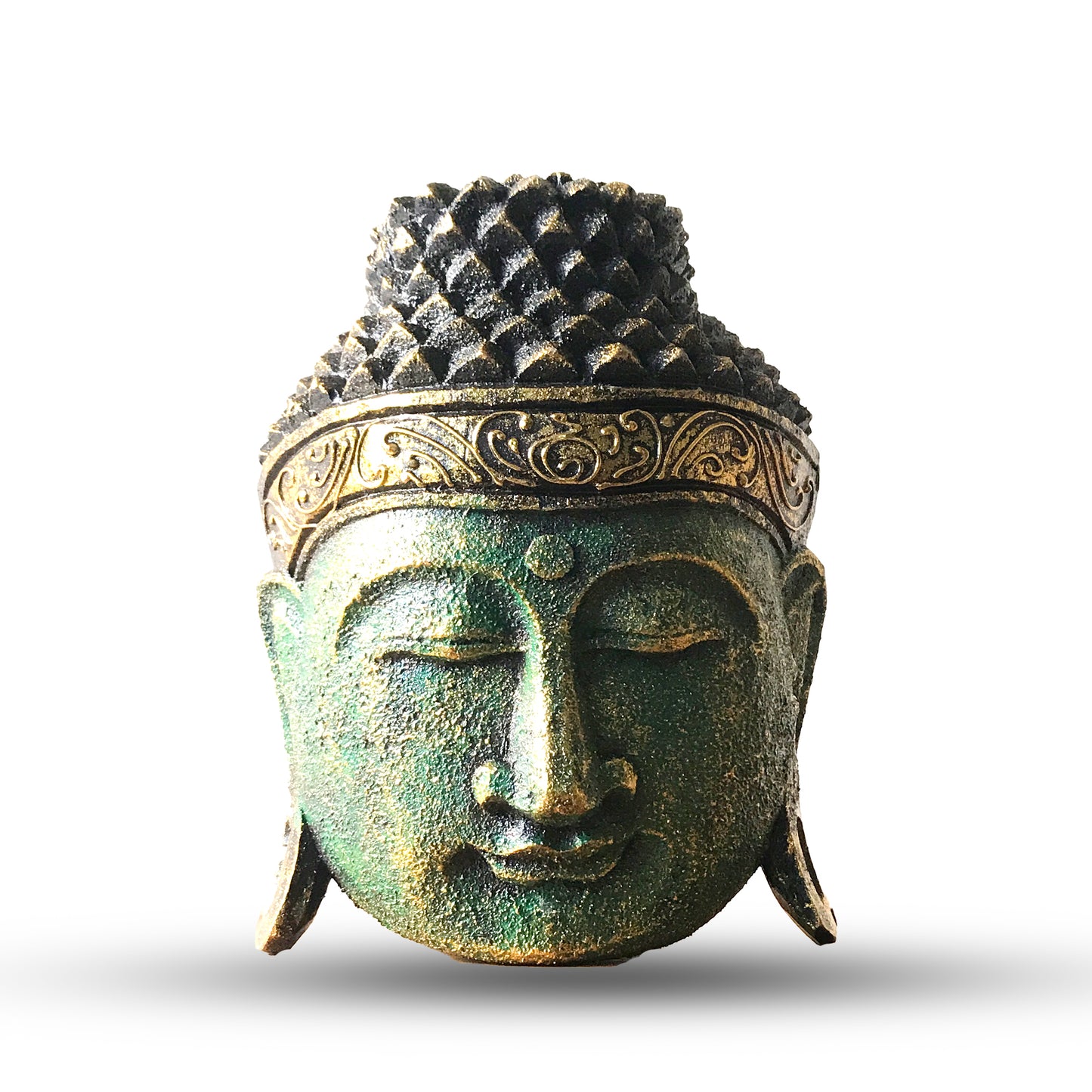 --Home Decoration Buddha Head - 25cm - Green Shine Finish-