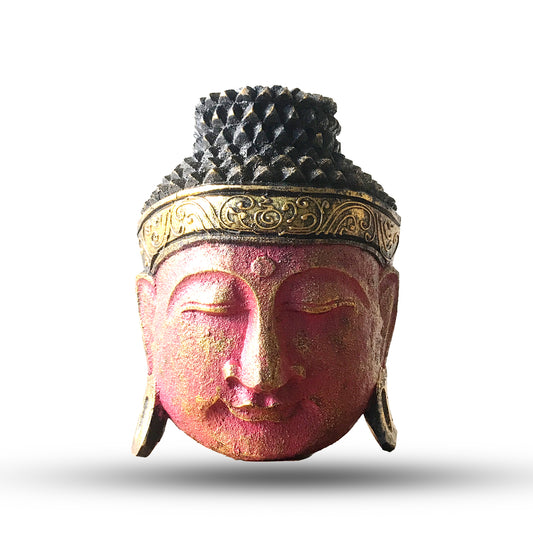 --Home Decoration Buddha Head - 25cm - Red Shine Finish-