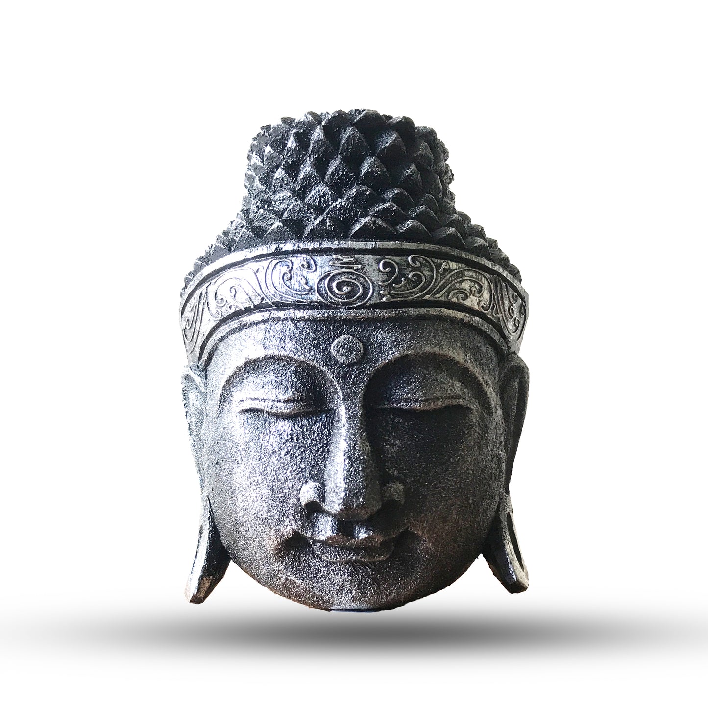 --Home Decoration Buddha Head - 25cm - Silver Shine Finish-