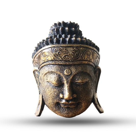 --Home Decoration Buddha Head - 25cm - Gold Shine Finish-