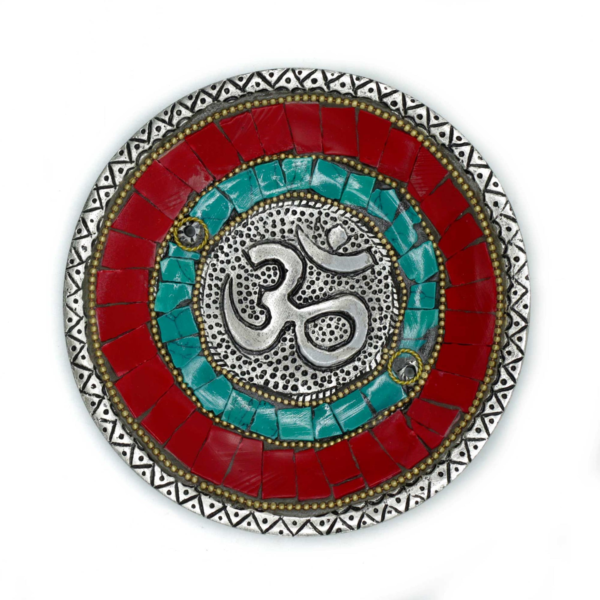 --Om Plate Tibetan Decor Cone & Stick Holder-