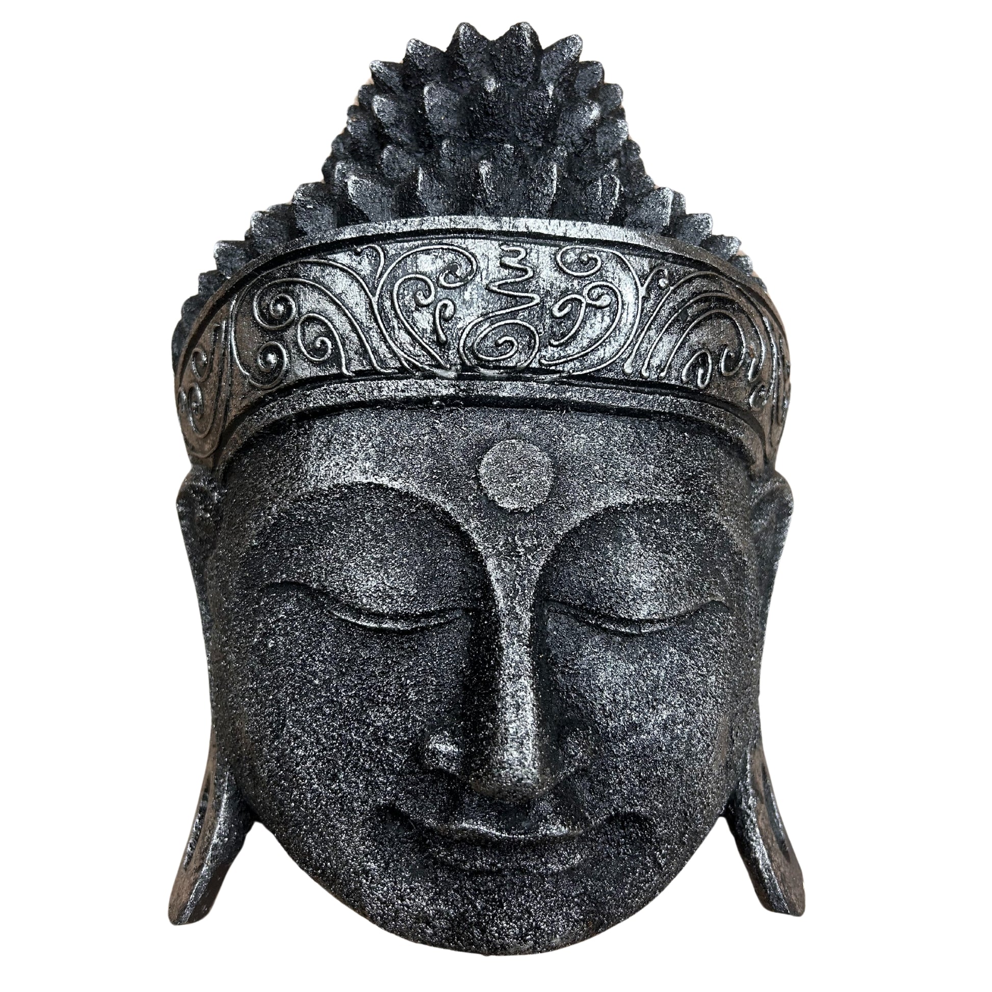 -1-Home Decoration Buddha Head - 25cm - Silver Shine Finish-1