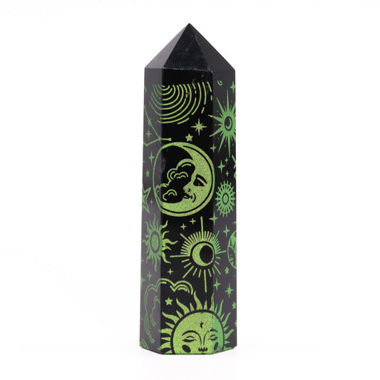 --Black Obsidian Point - Mystic Story - Forest Green-