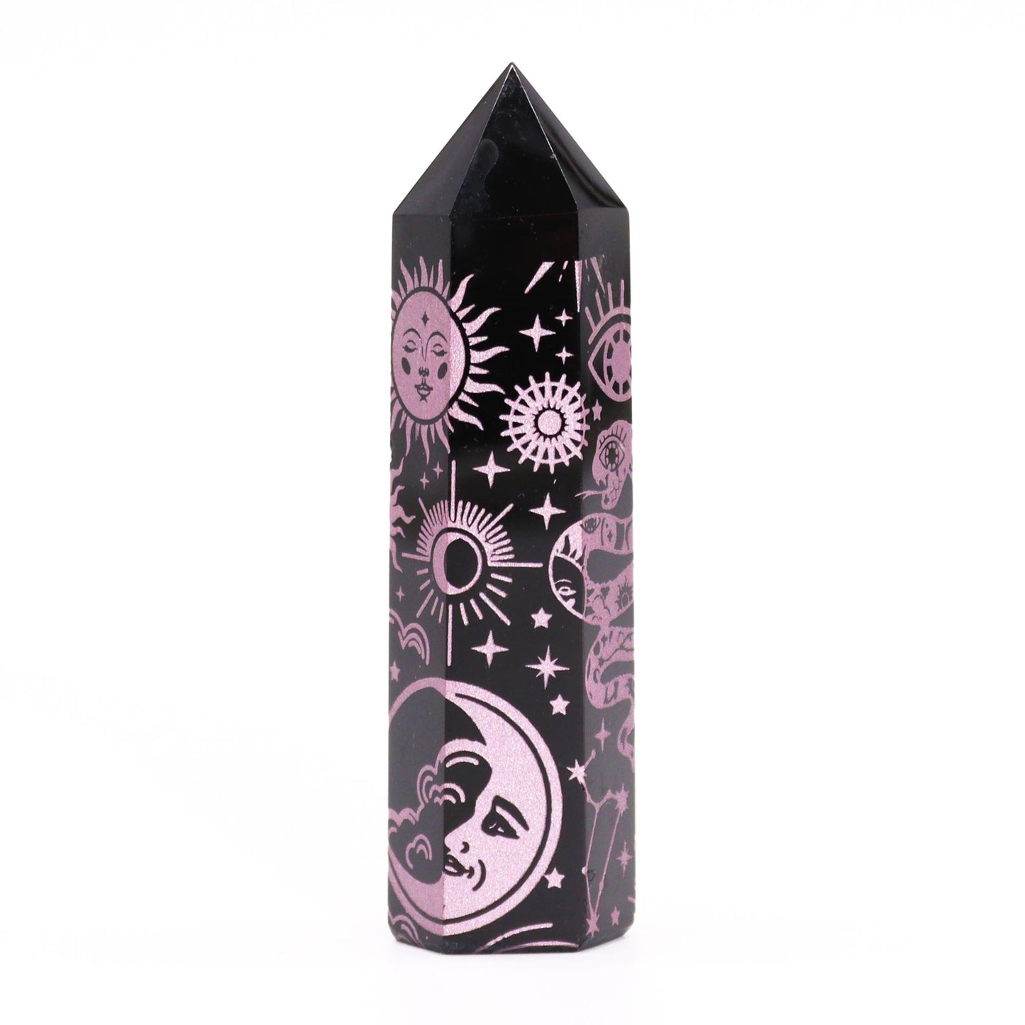 -2-Black Obsidian Point - Mystic Story - Rose Pink-2