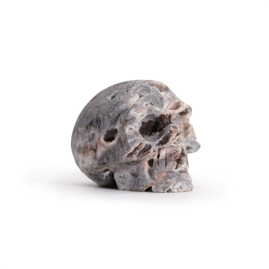 --Calcite Geode Carved Skull-