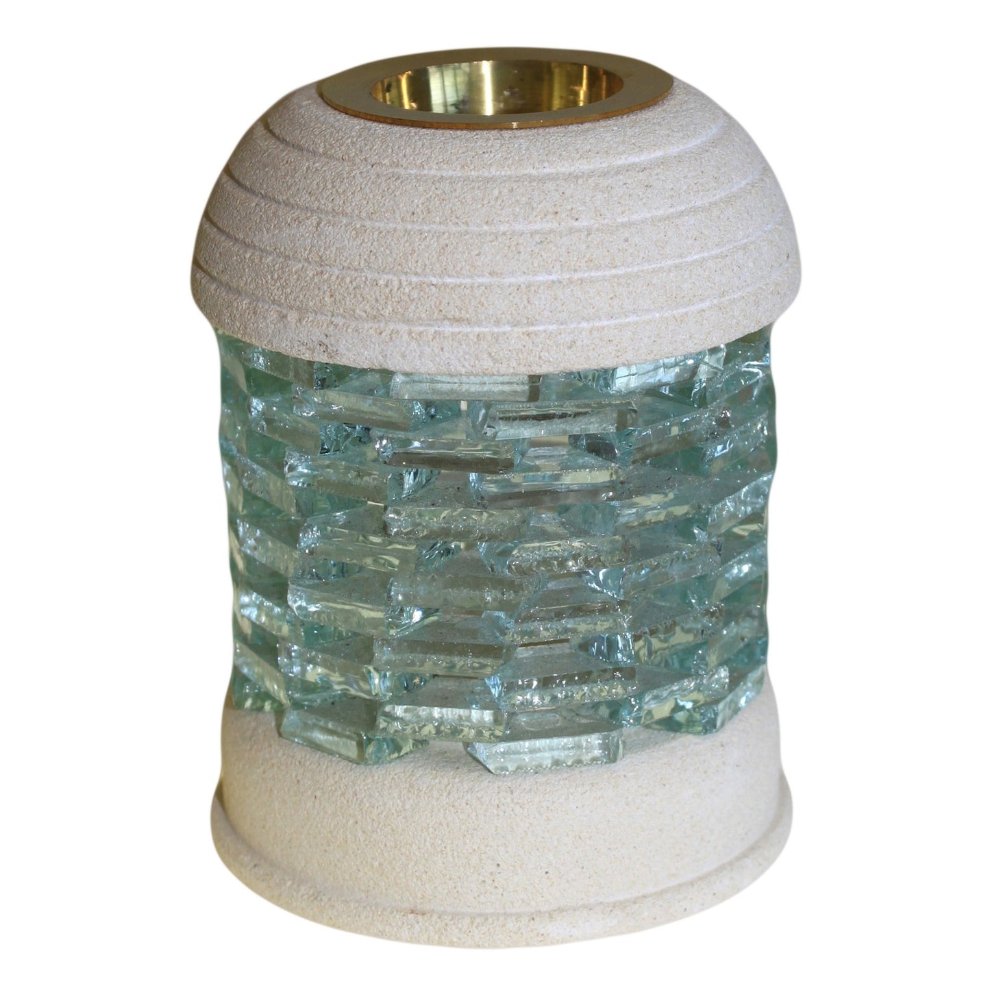 --Stone Oil Burner - Round Glass Brick-