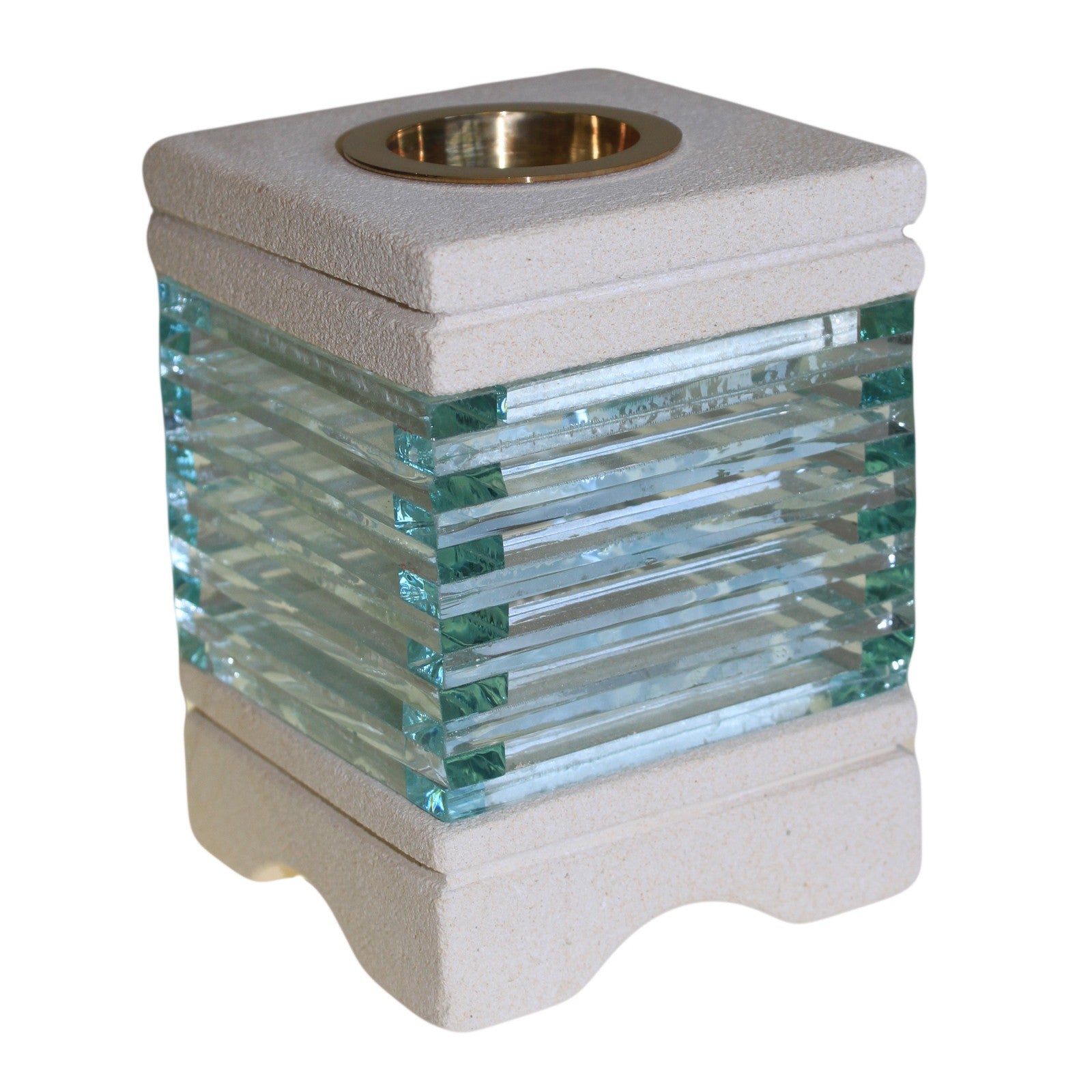 --Stone Oil Burner - Square Glass Brick-